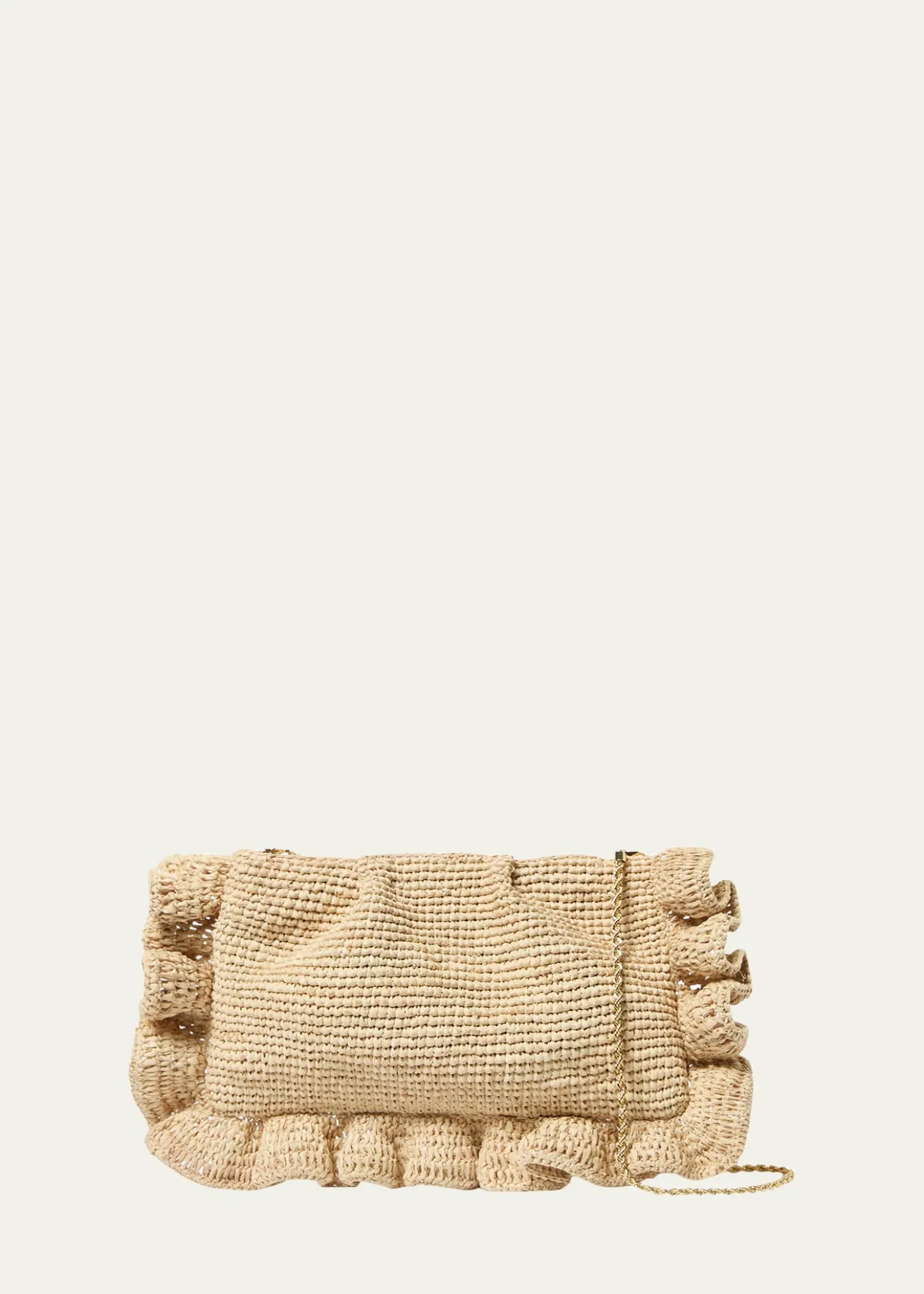 Loeffler RandallMavis Ruffle-Trim Raffia Clutch Bag