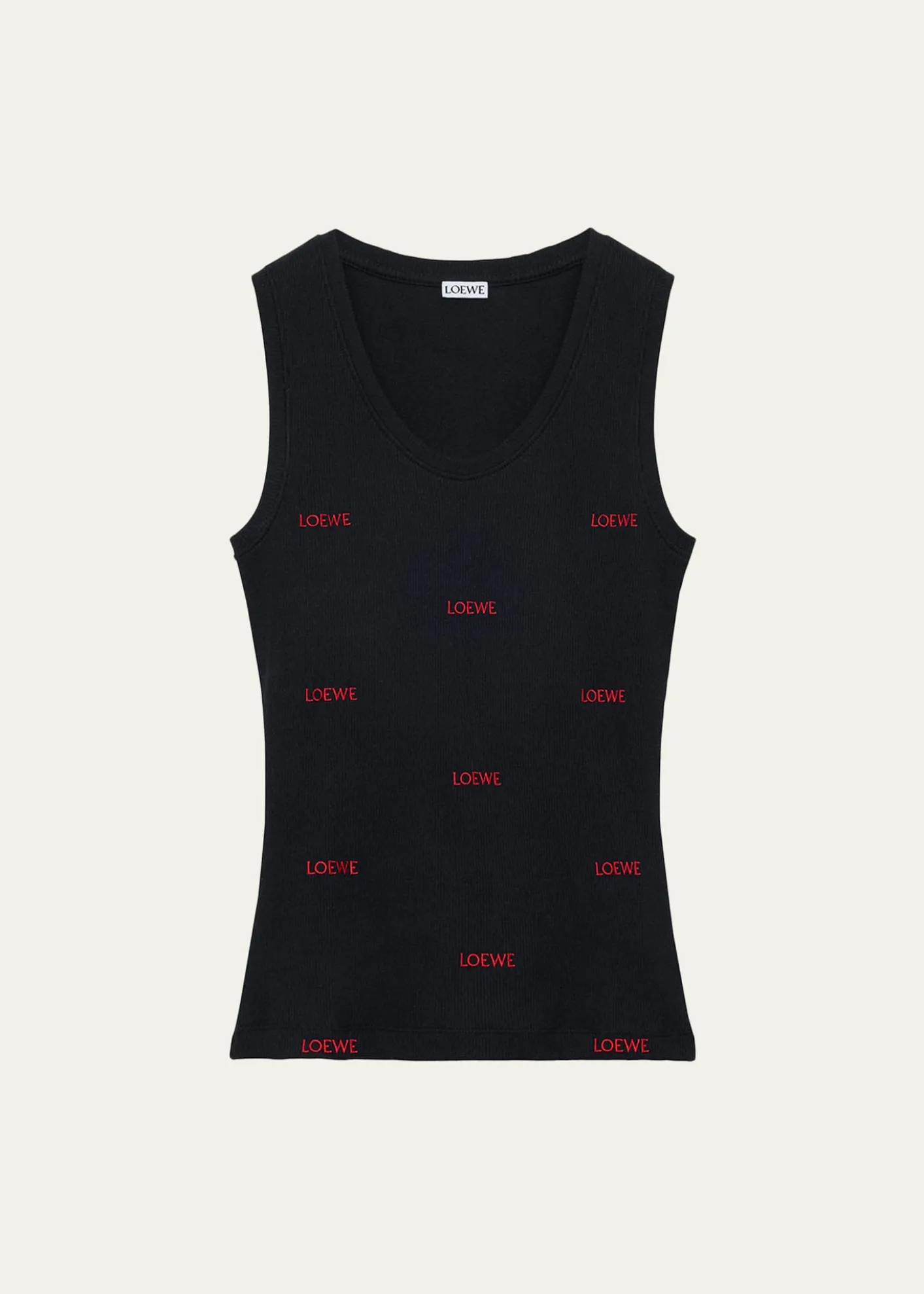 LoeweAll-Over Logo Embroidered Rib Tank Top