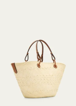 LoeweAnagram Woven Palm Leaf Basket Tote Bag