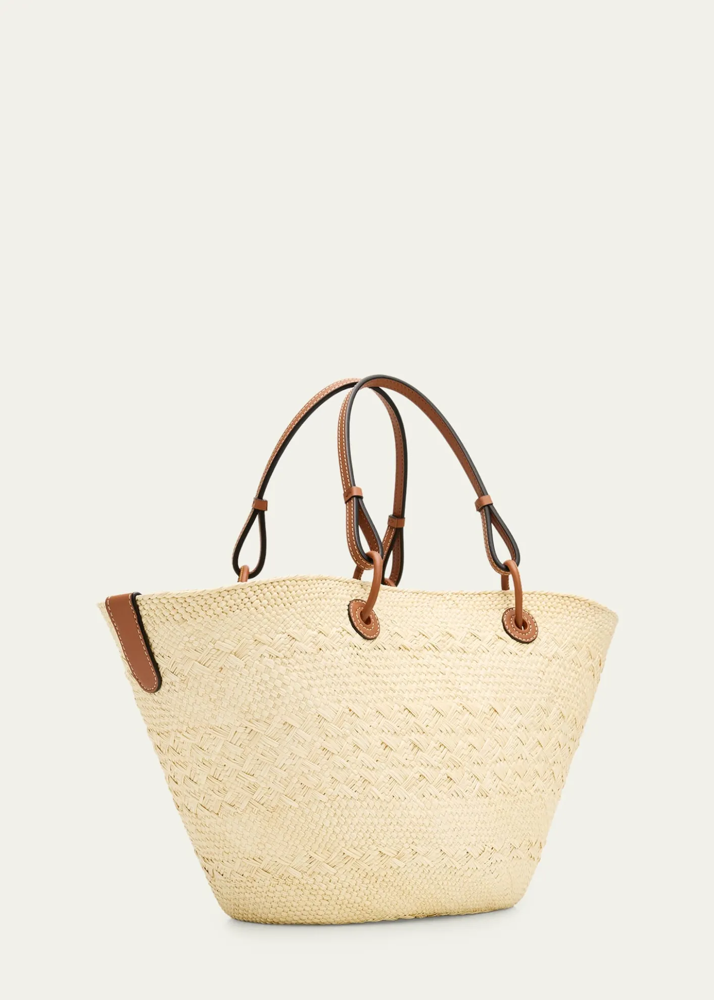LoeweAnagram Woven Palm Leaf Basket Tote Bag