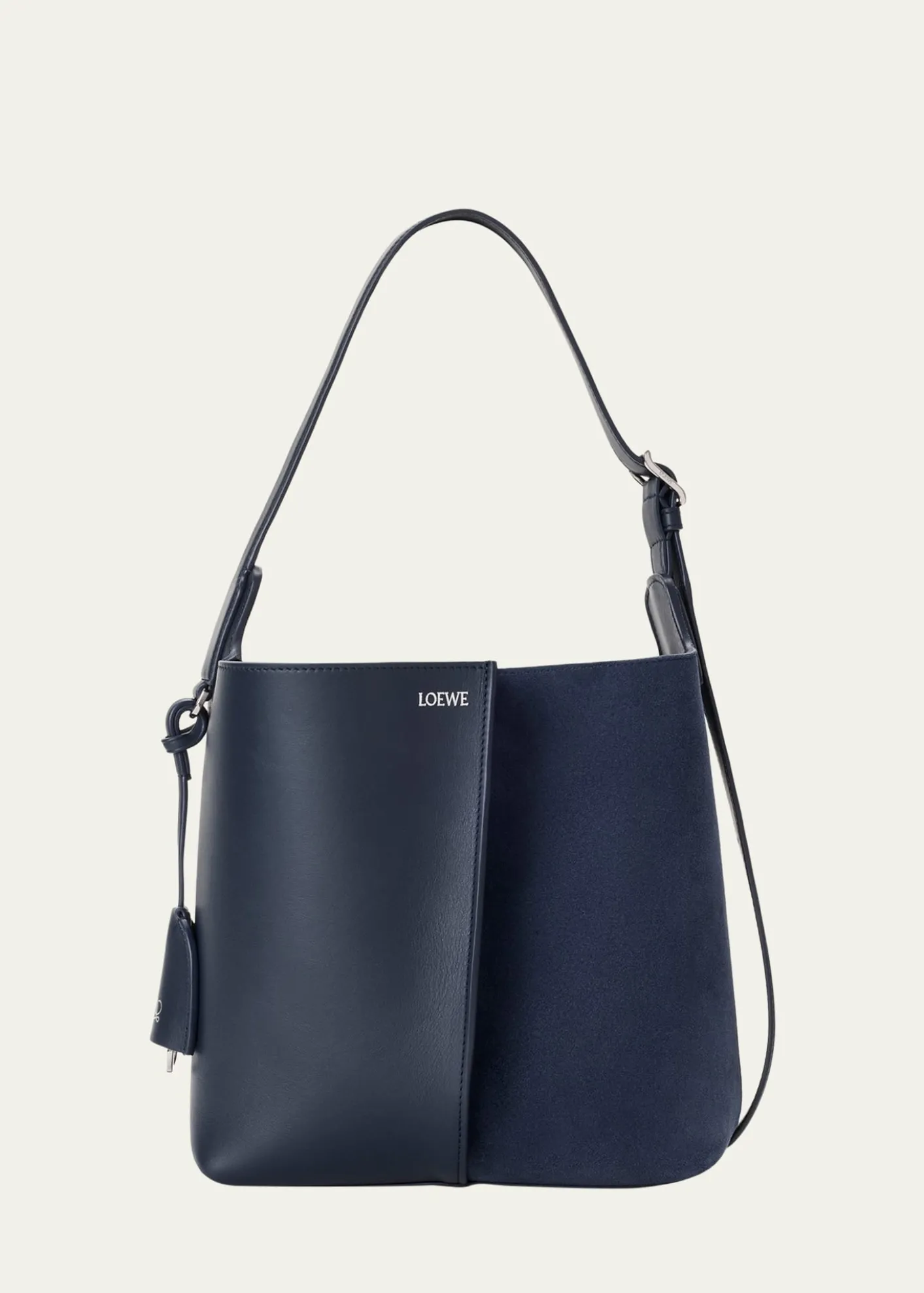 LoeweBilbao Medium Leather and Suede Bucket Bag