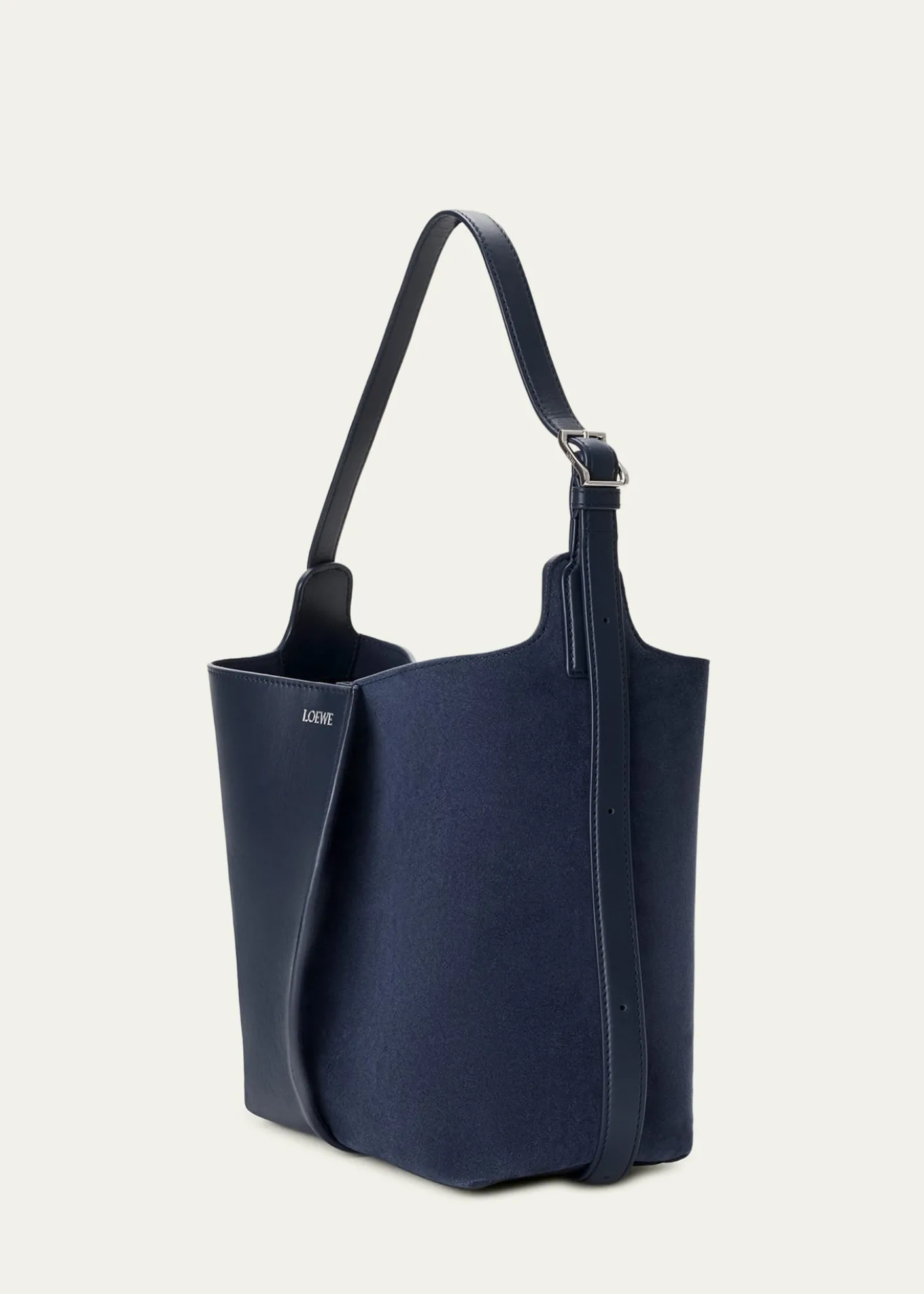 LoeweBilbao Medium Leather and Suede Bucket Bag