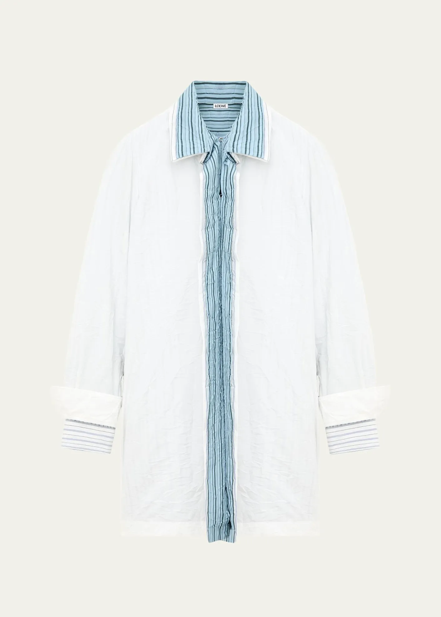 LoeweCrinkled Cotton Poplin Layered Mini Shirtdress