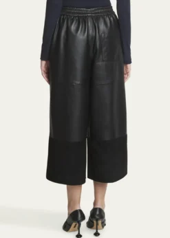 LoeweCropped Leather and Suede Trousers