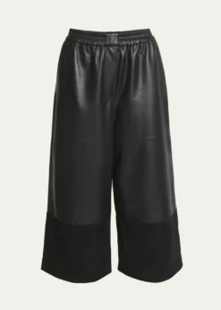 LoeweCropped Leather and Suede Trousers
