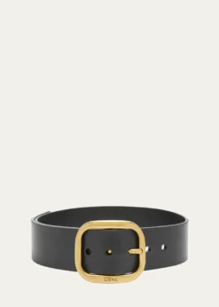 LoeweCurved Buckle Leather Belt