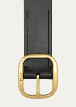 LoeweCurved Buckle Leather Belt
