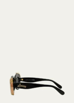 LoeweEmbellished Acetate & Metal Oval Sunglasses