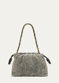 LoeweFlamenco Medium Shoulder Bag in Feathered Leather