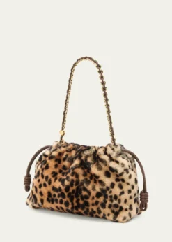LoeweFlamenco Medium Shoulder Bag in Cheetah-Print Shearling