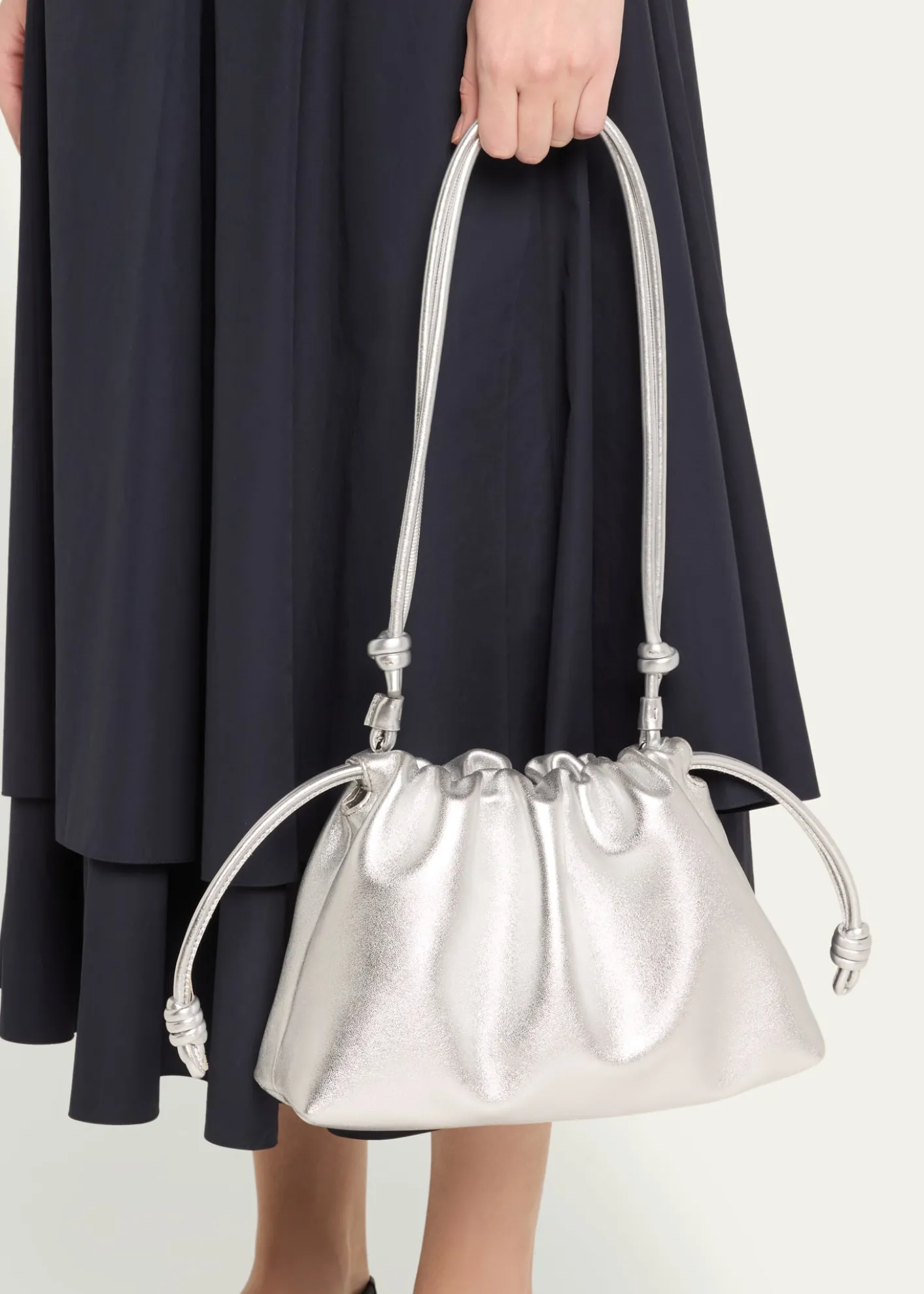 LoeweFlamenco Metallic Leather Shoulder Bag