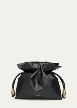 LoeweFlamenco Ruched Clutch Bag in Leather