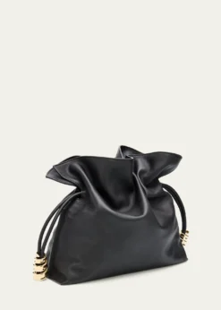LoeweFlamenco Ruched Clutch Bag in Leather