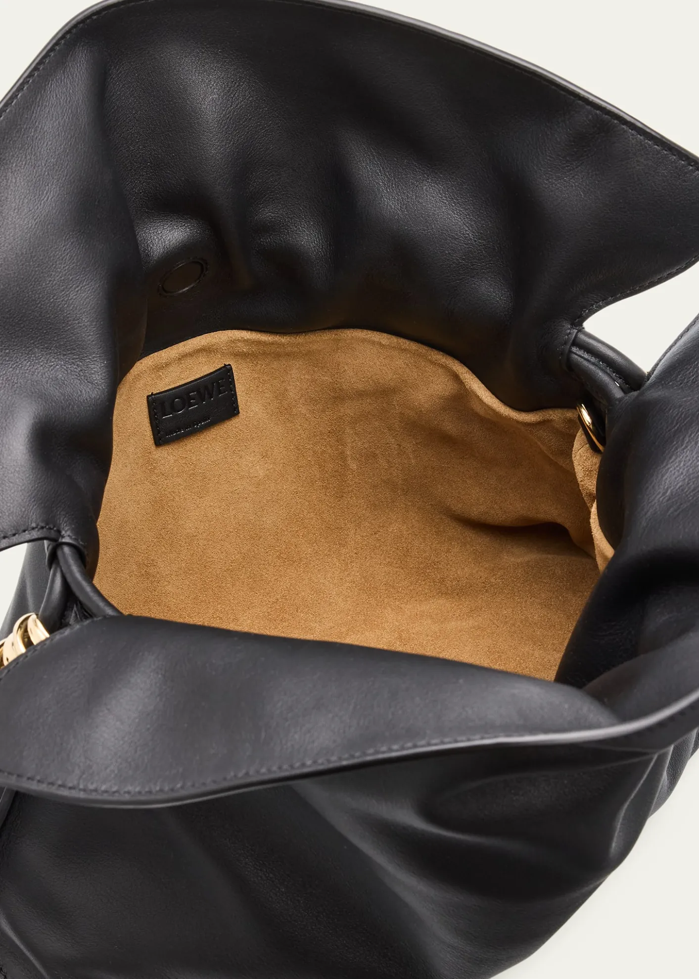 LoeweFlamenco Ruched Clutch Bag in Leather