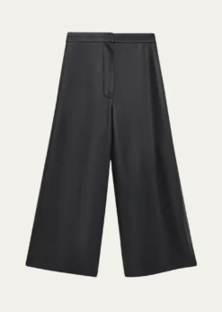 LoeweLeather Wide-Leg Cropped Trousers