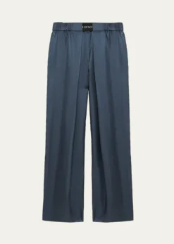LoeweLogo-Band Satin Wide-Leg Pull-On Pants