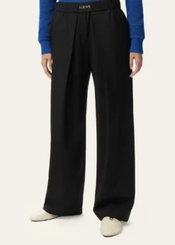 LoeweLogo Waist Asymmetric Pleated Pants