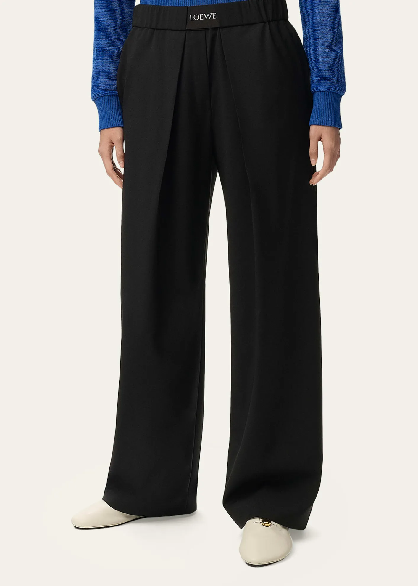 LoeweLogo Waist Asymmetric Pleated Pants