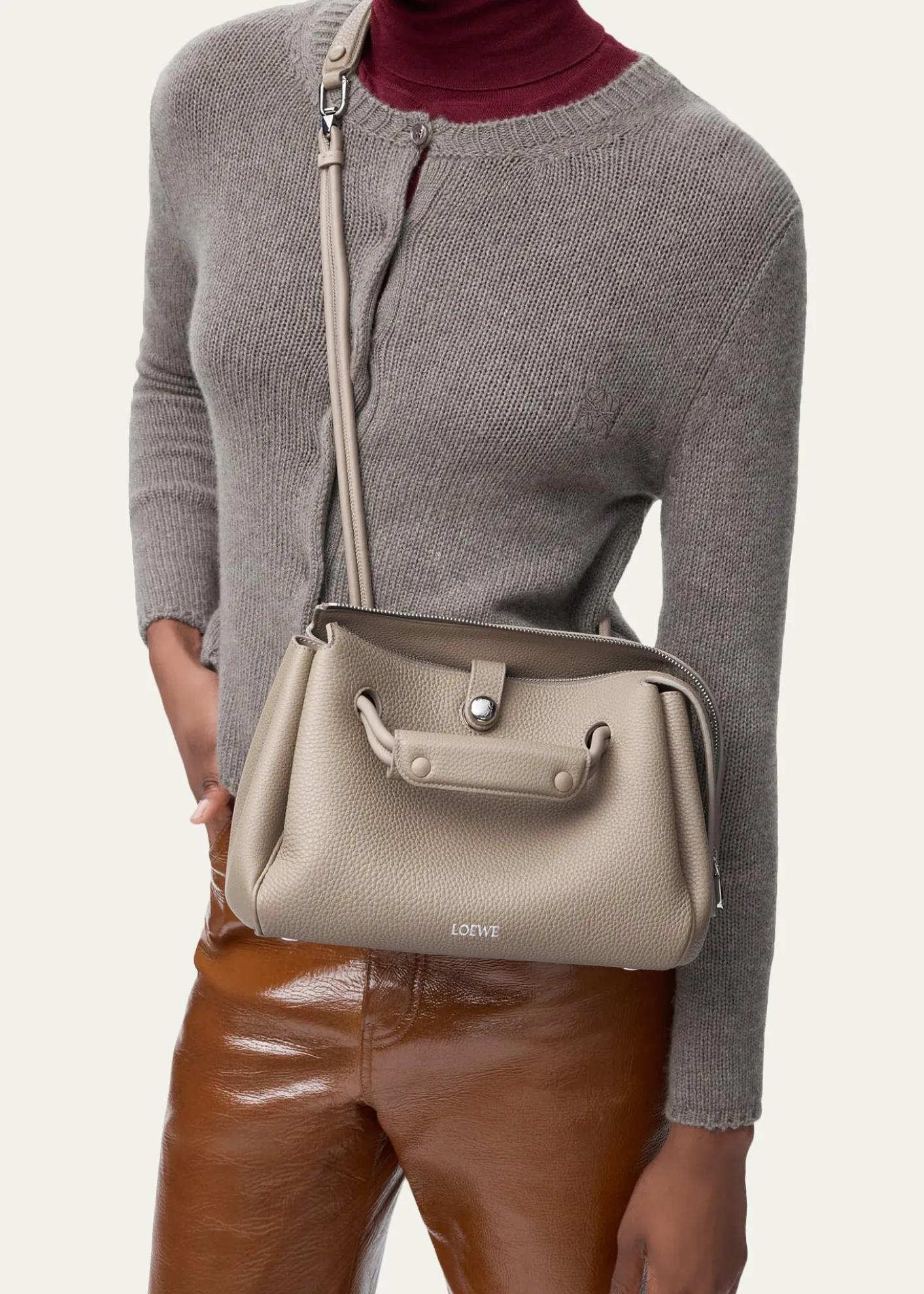 LoeweMadrid Small Trapeze Shoulder Bag in Grain Leather