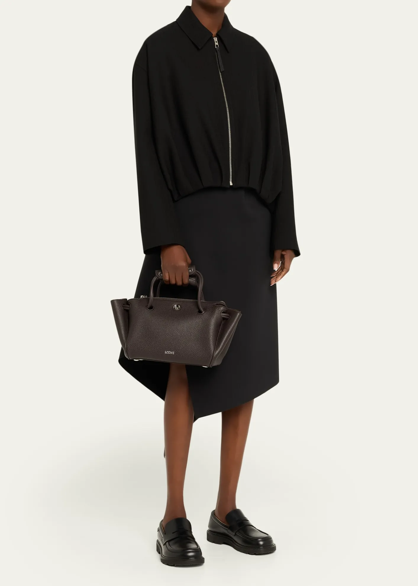 LoeweMadrid Small Trapeze Shoulder Bag in Grain Leather