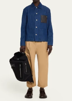 LoeweMen's Flex Roll-Top Canvas & Suede Backpack