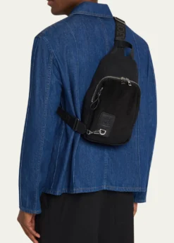 LoeweMen's Flex Canvas and Suede Sling Bag