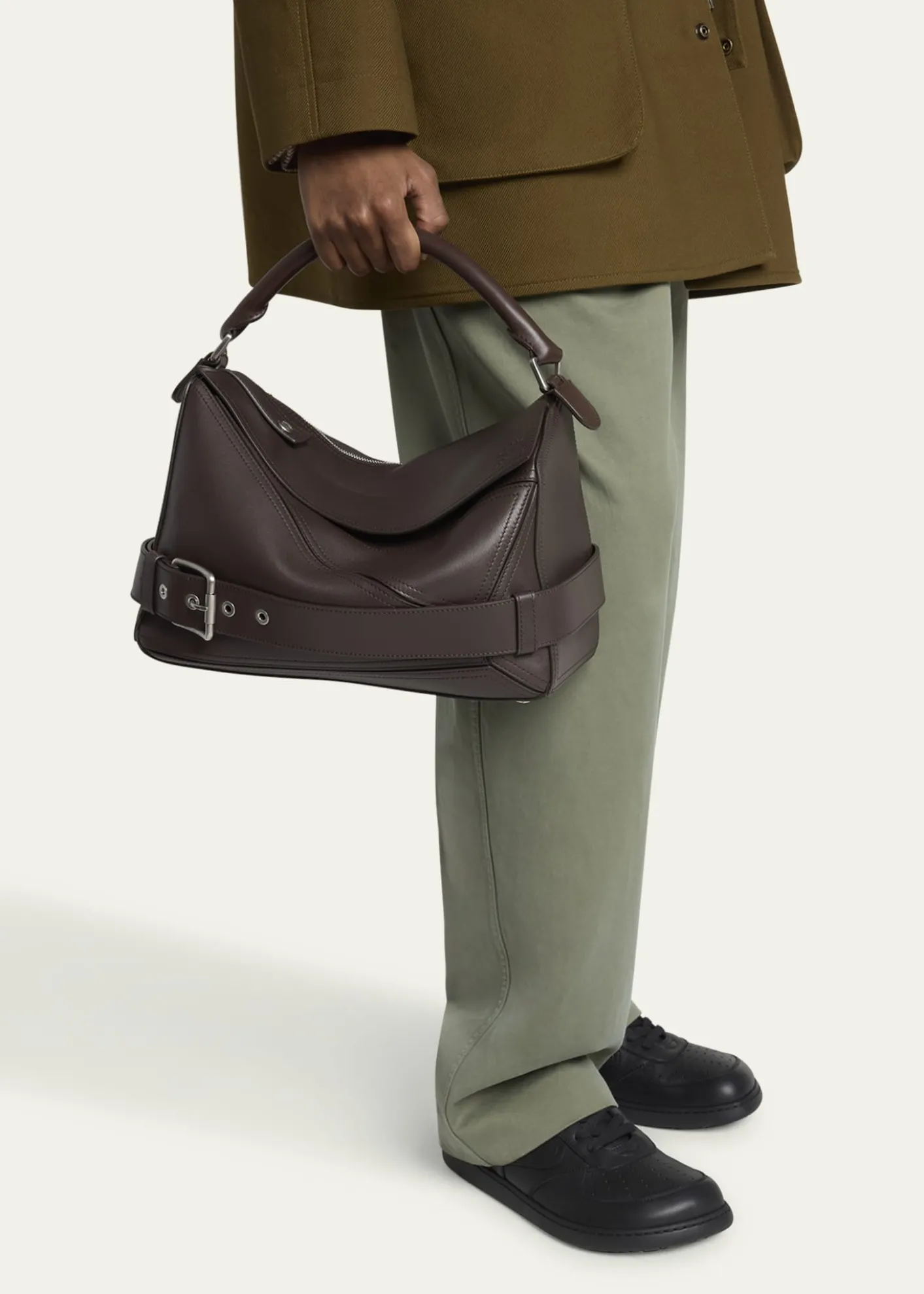 LoeweMen's Large Leather Biker Puzzle Shoulder Bag