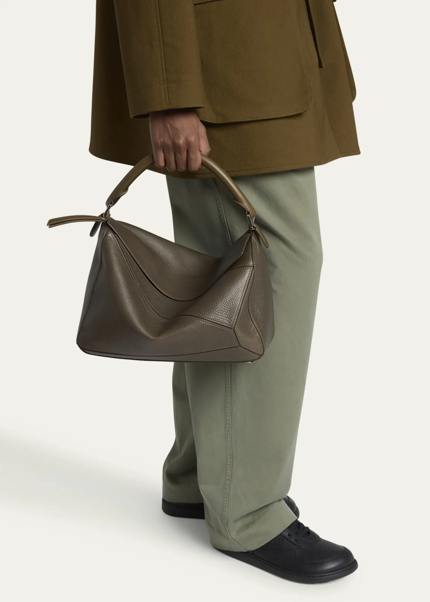 LoeweMen's Large Leather Puzzle Crossbody Bag
