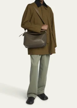 LoeweMen's Large Leather Puzzle Crossbody Bag