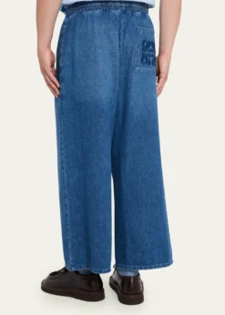 LoeweMen's Washed Denim Stretch-Waistband Pants