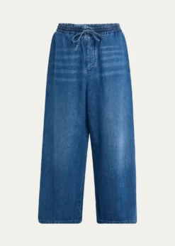 LoeweMen's Washed Denim Stretch-Waistband Pants