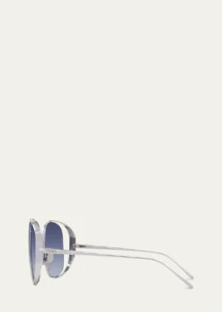 LoeweMetal Logo-Print Rectangle Sunglasses