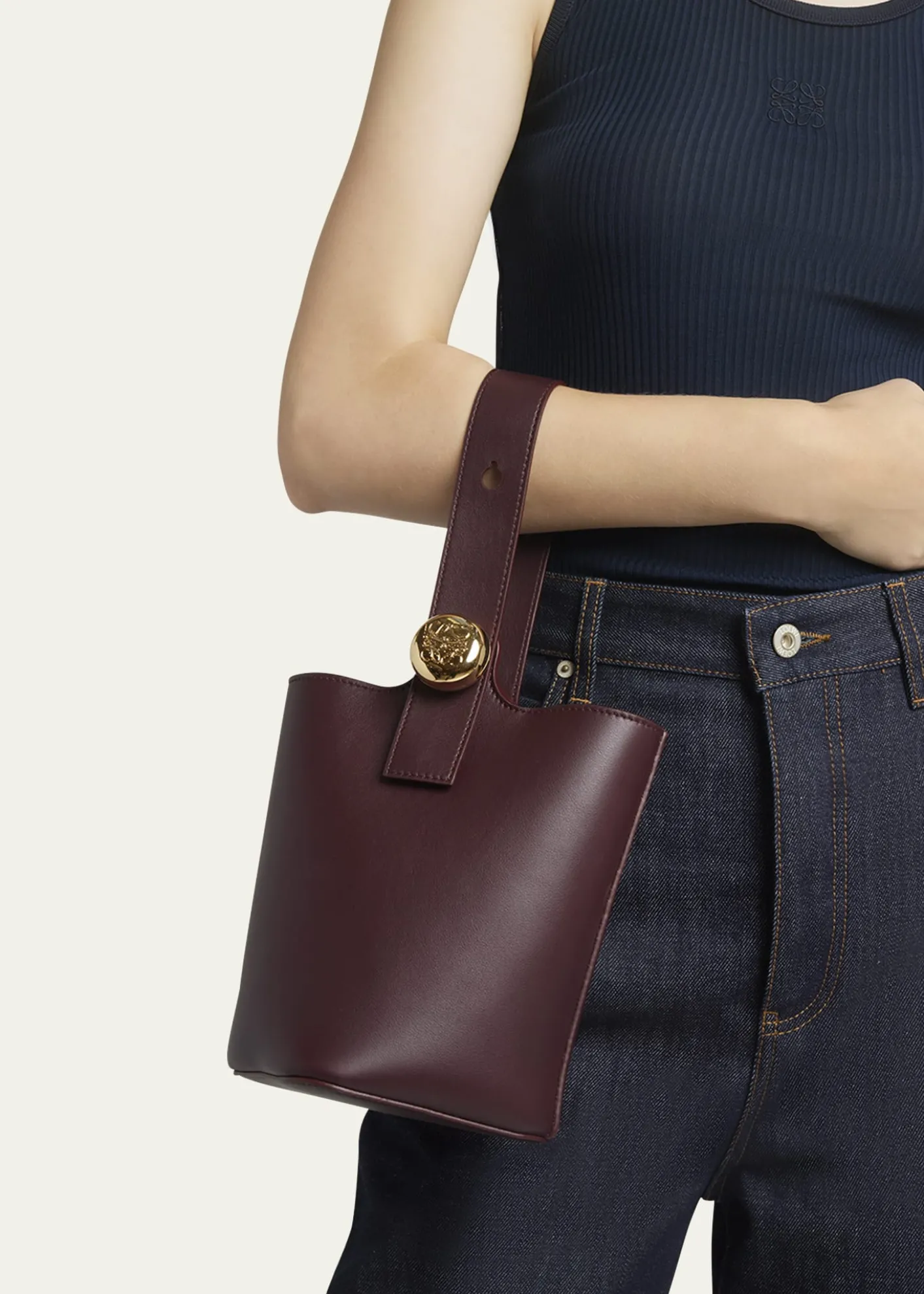 LoeweMini Pebbled Leather Bucket Bag