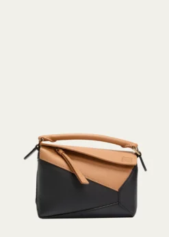 LoeweMini Puzzle Edge Bicolor Top-Handle Bag