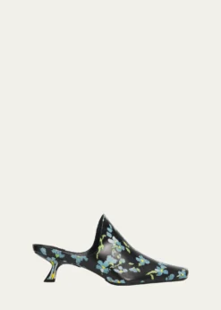 Loewe45mm Emily Floral Leather Mules