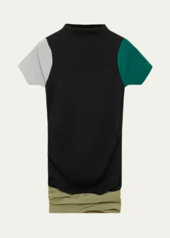 LoeweMock-Neck Colorblock Cap-Sleeve Knit Top