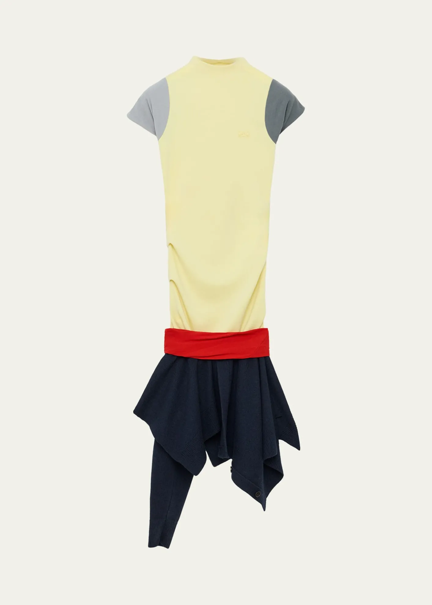 LoeweMock-Neck Colorblock Handkerchief Dress