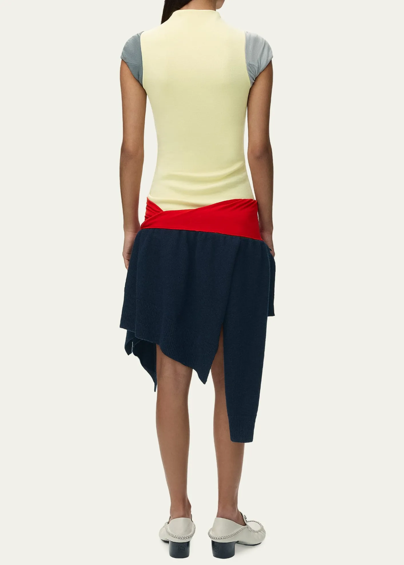 LoeweMock-Neck Colorblock Handkerchief Dress