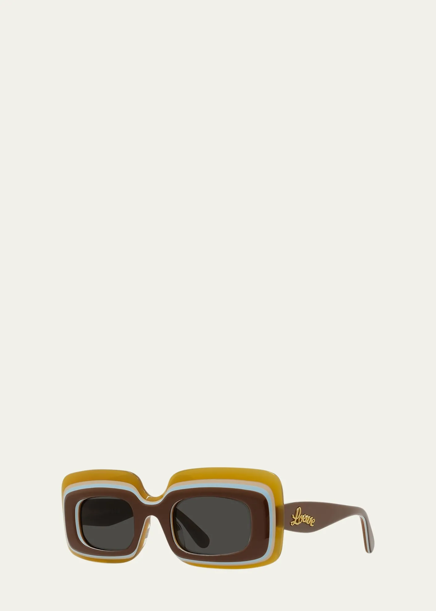 LoeweMulticolor Curved Logo Acetate Rectangle Sunglasses