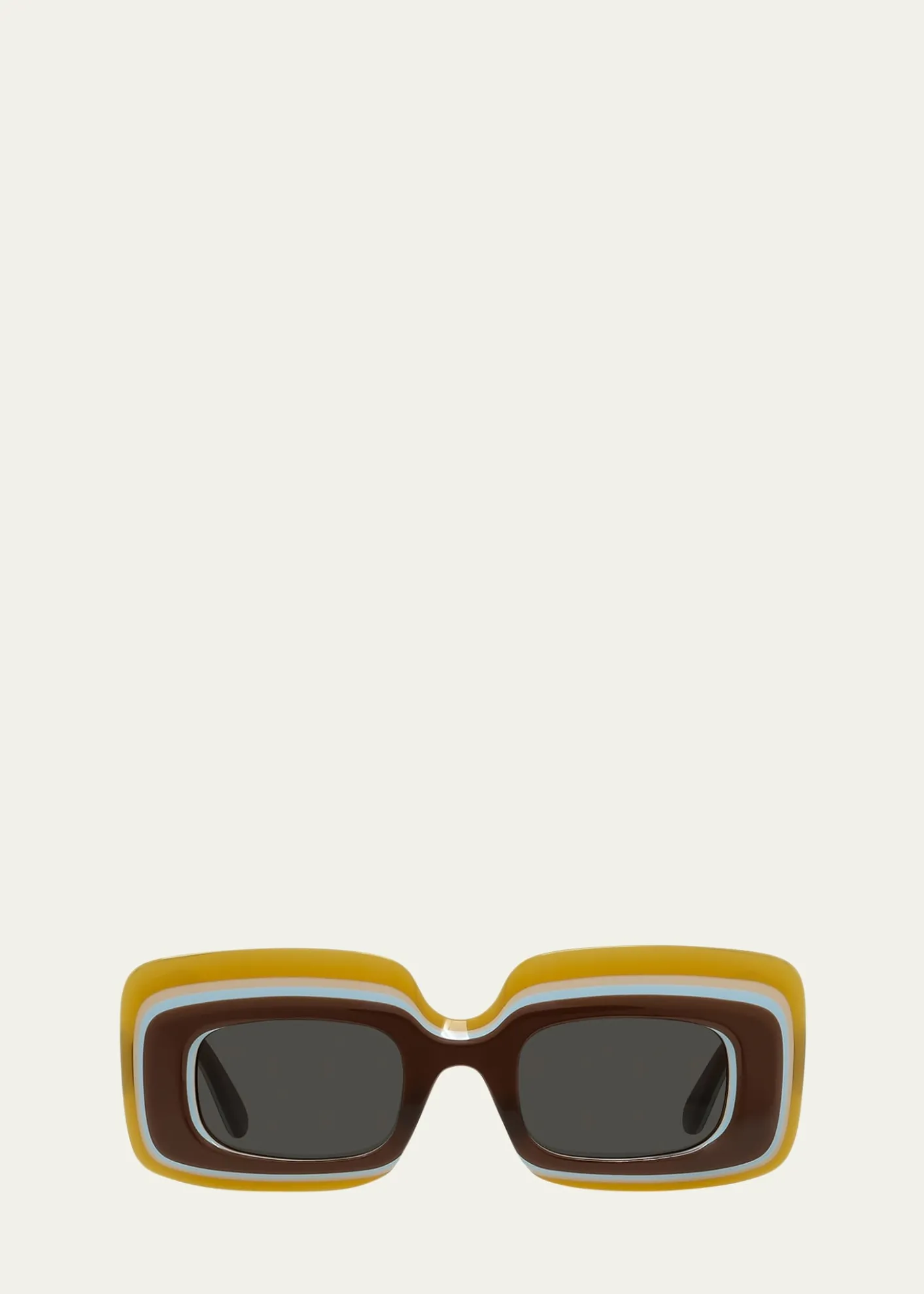 LoeweMulticolor Curved Logo Acetate Rectangle Sunglasses
