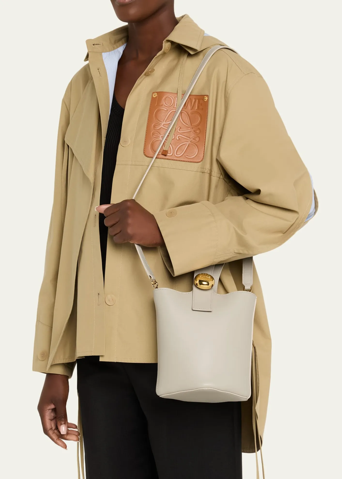 LoewePebble Mini Bucket Bag in Smooth Leather