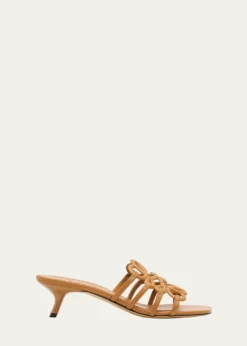 LoewePetal Anagram Leather Caged Mule Sandals