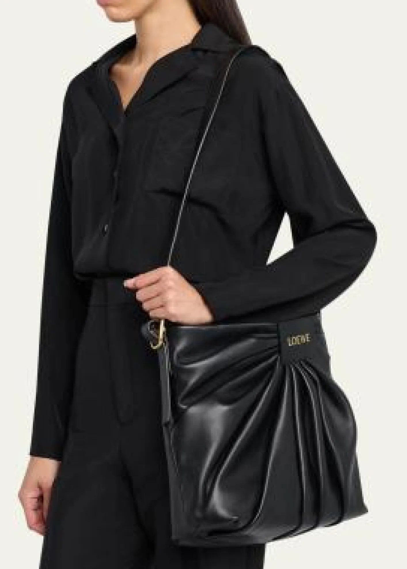 LoewePleated Tote Bag in Leather