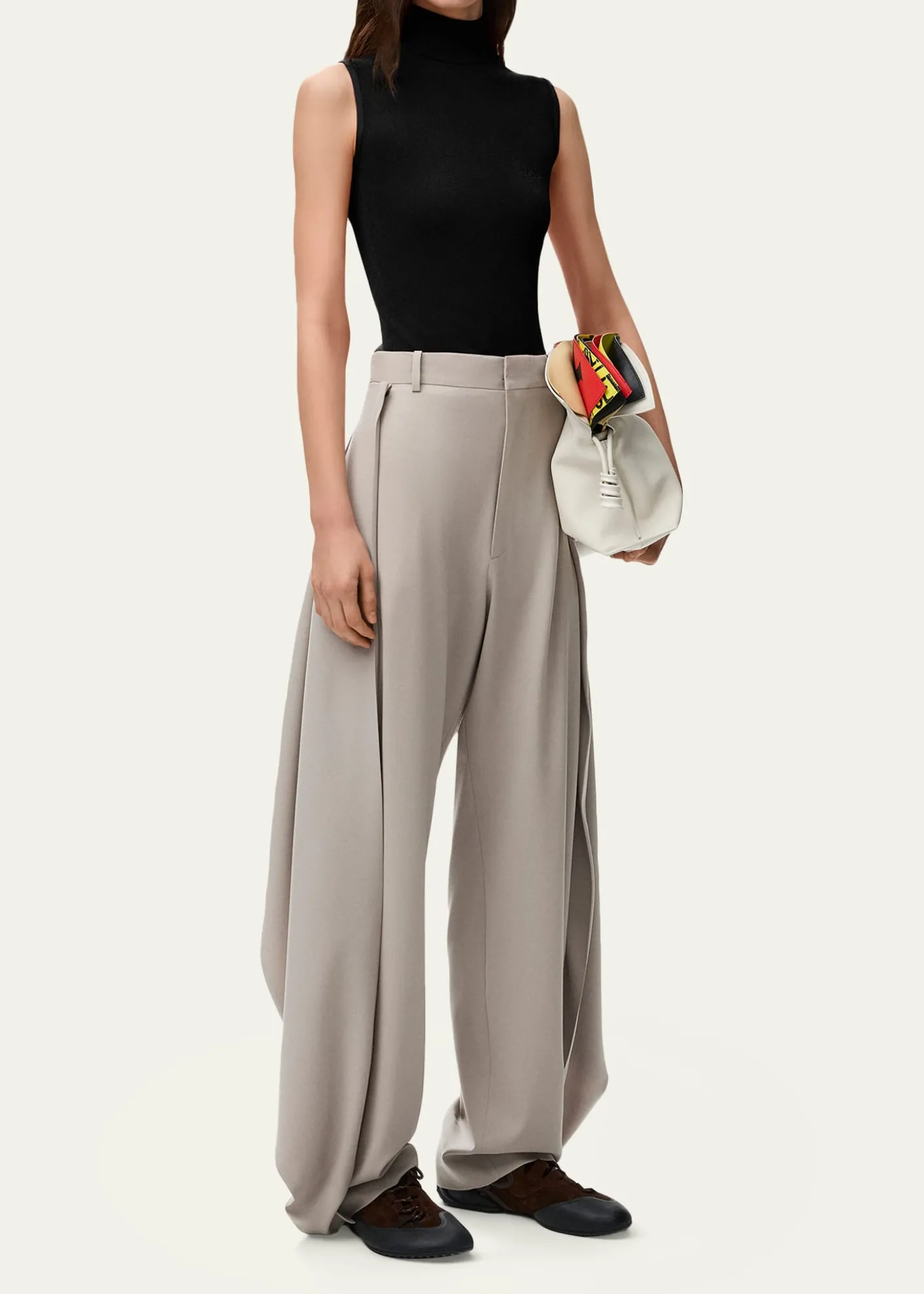 LoewePleated Wool Wide-Leg Trousers