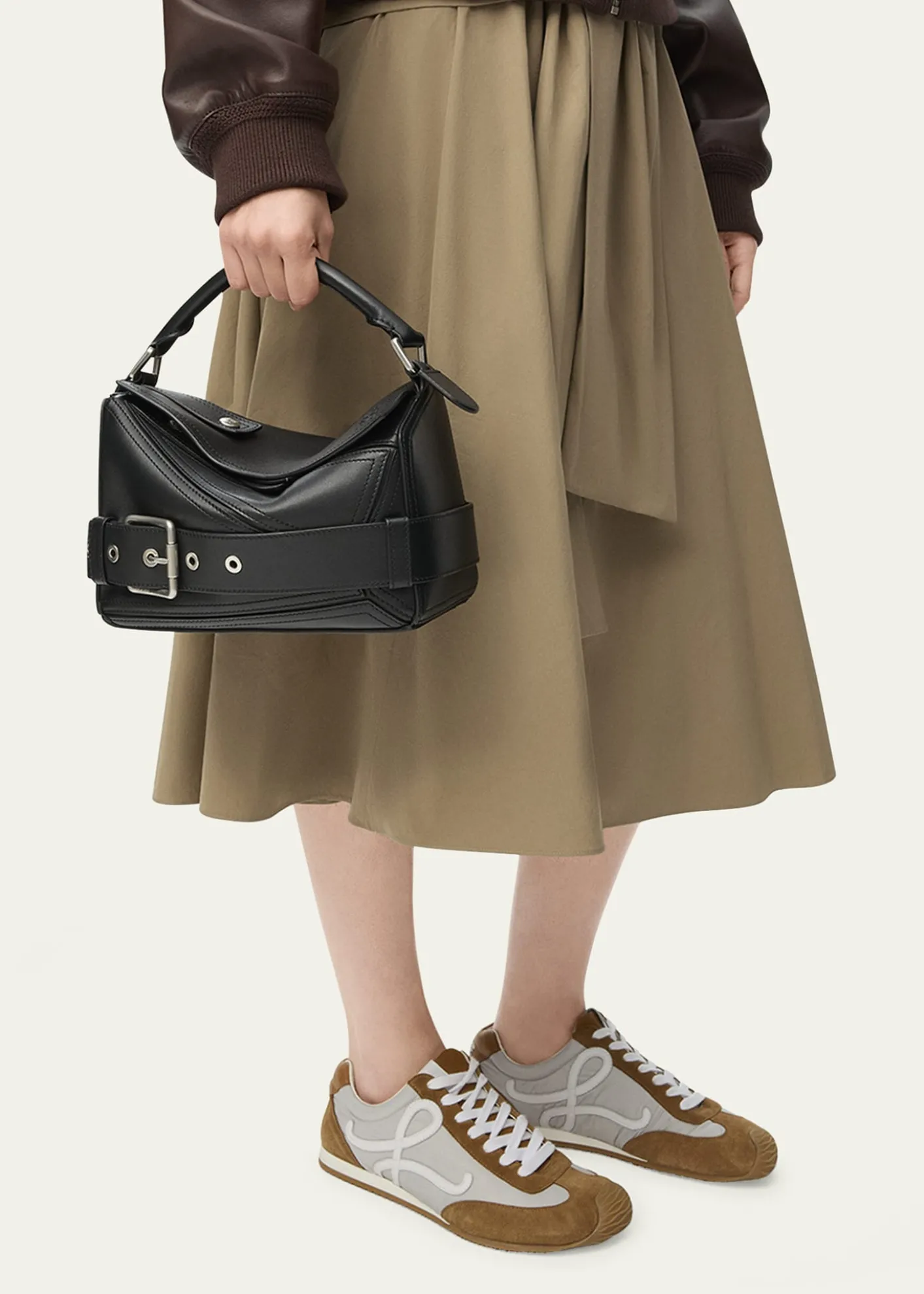 LoewePuzzle Biker Top-Handle Bag in Shiny Leather