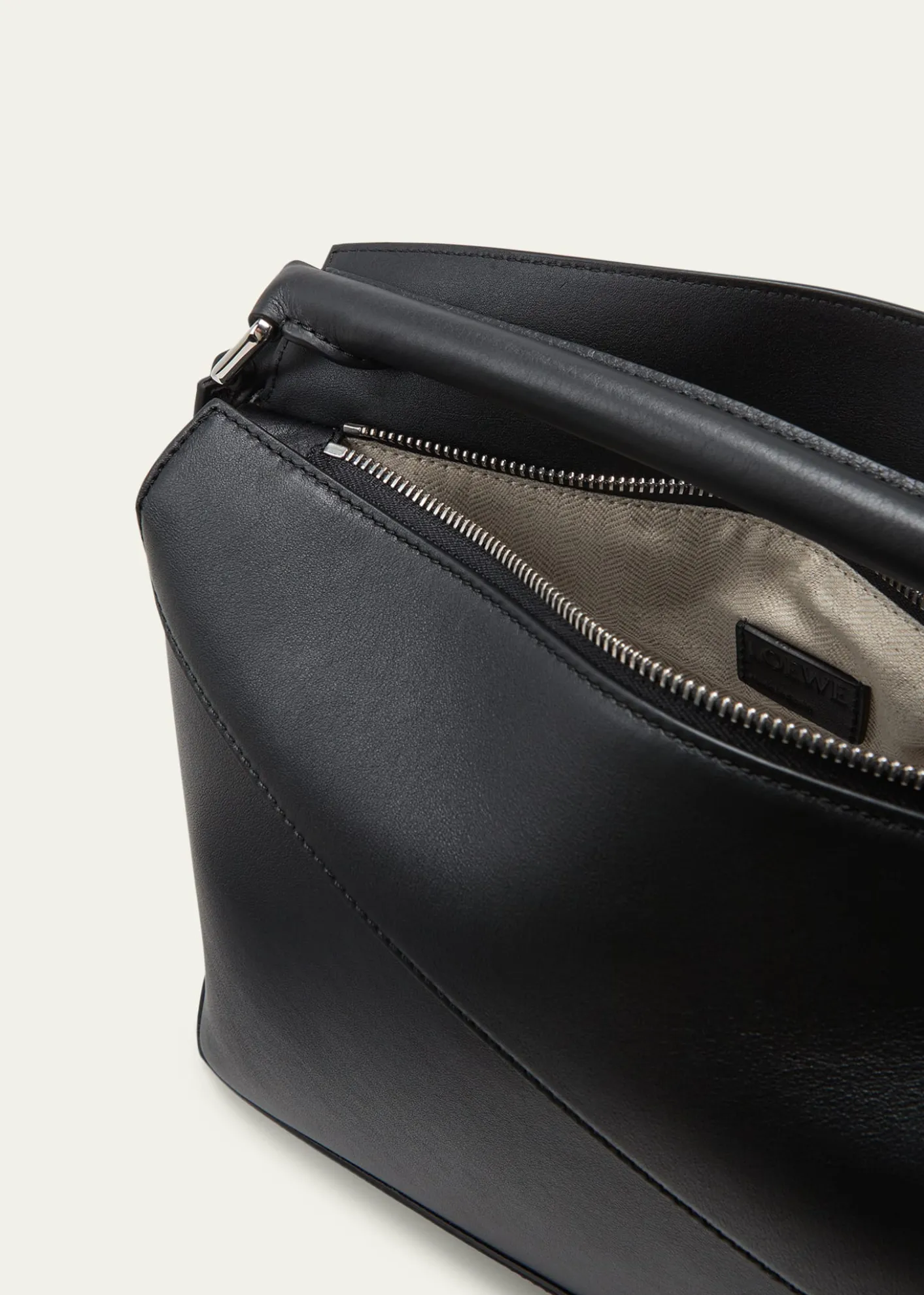 LoewePuzzle Edge Medium Top-Handle Bag in Grained Leather