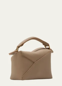 LoewePuzzle Edge Mini Top-Handle Bag in Grained Leather