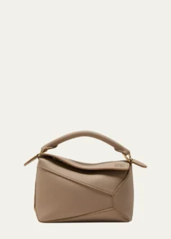 LoewePuzzle Edge Mini Top-Handle Bag in Grained Leather