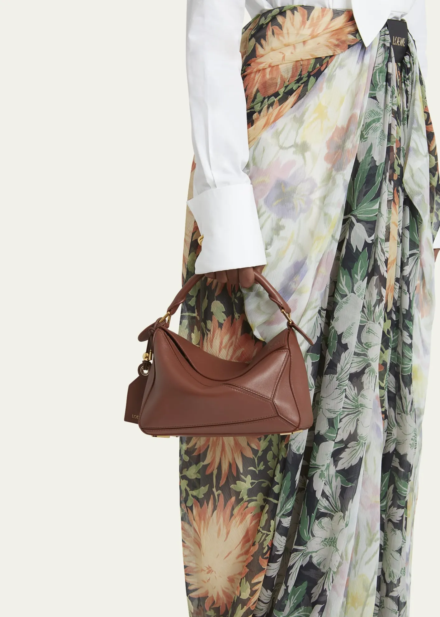 LoewePuzzle Elevated Small Top-Handle Bag in Leather