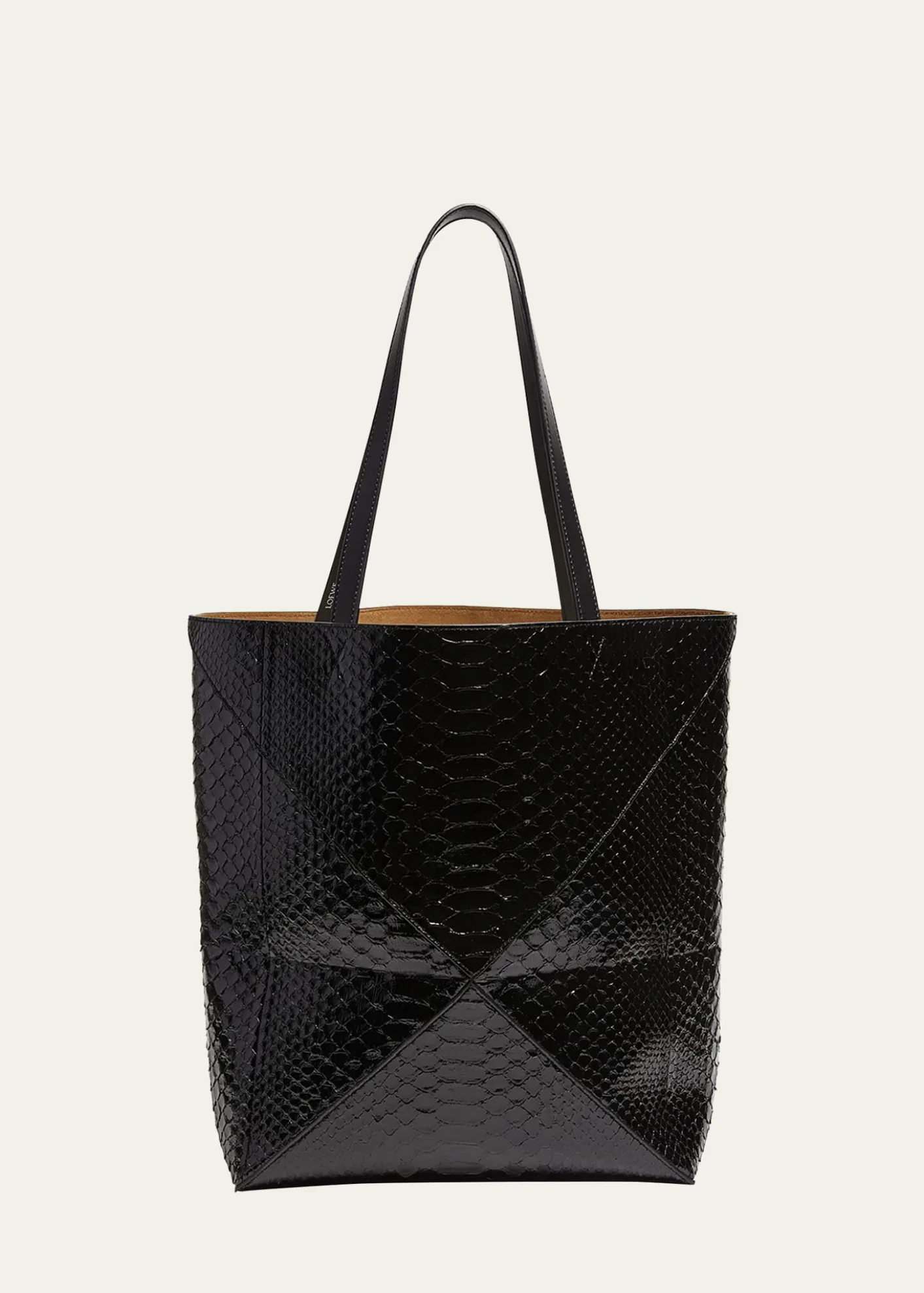 LoewePuzzle Fold Large Patent Python-Embossed Tote Bag